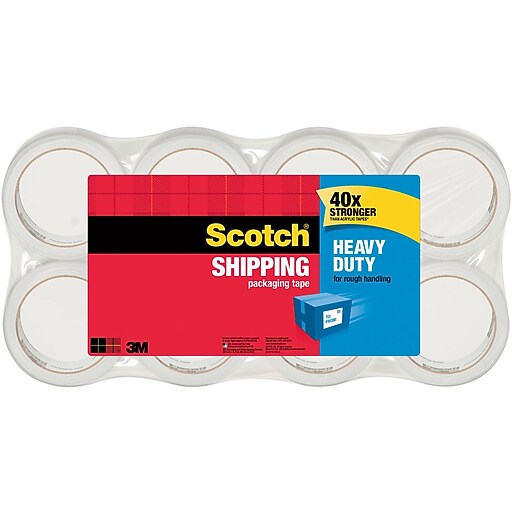 Scotch HeavyDuty Packing Tape, 1.88" x 54.6 yds, Clear, 8/Pack Staples
