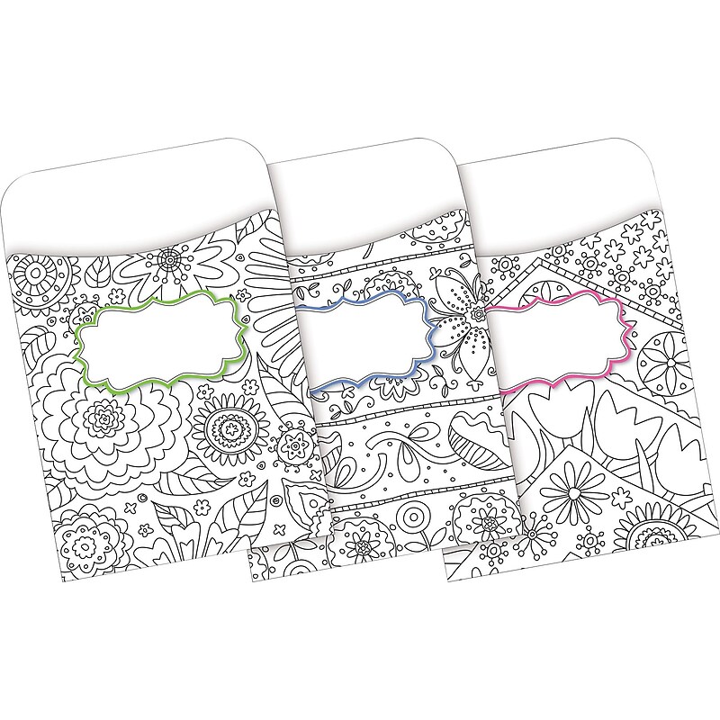 Barker Creek Color Me! In My Garden Library Pockets, 5.125" x 3.5", 30/Pack (BC1243) image 1