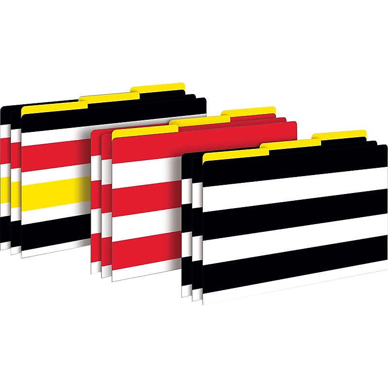 Barker Creek Buffalo Plaid & Wide Stripes File Folders, 1/3-Cut Tab, Legal Size, Assorted Colors, 9/Pack (BC2507) image 1