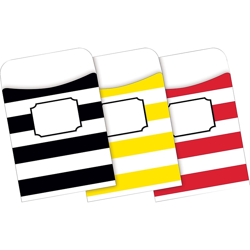 Barker Creek Buffalo Plaid & Wide Stripes Peel & Stick Library Pockets, 5.125" x 3.5", 30/Pack (BC1246) image 1
