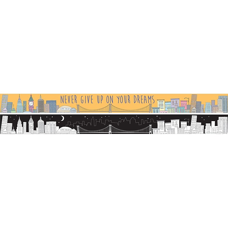 Barker Creek Double-Sided Border with Quote, 35" x 3", Color Me! Cityscapes, 12/Pack (BC905) image 1