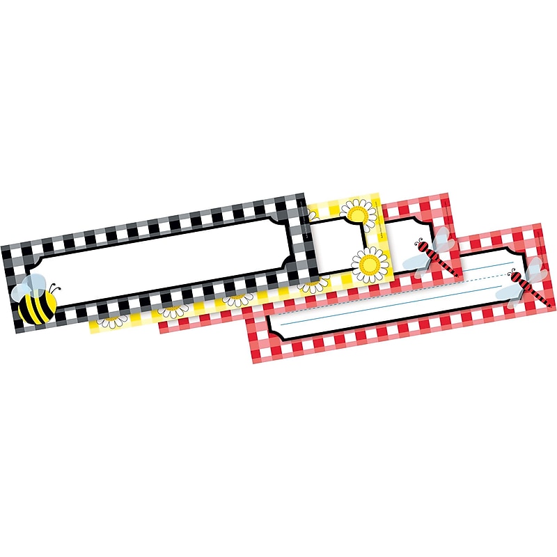 Barker Creek Buffalo Plaid School Name Plates, 12" x 3.5", 36/Pack (BC1440) image 1