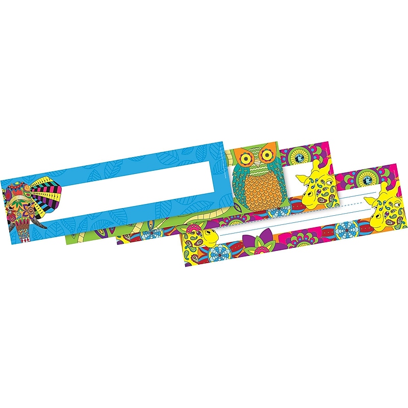 Barker Creek Bohemian Animals School Name Plates, 12" x 3.5", 36/Pack (BC1448) image 1