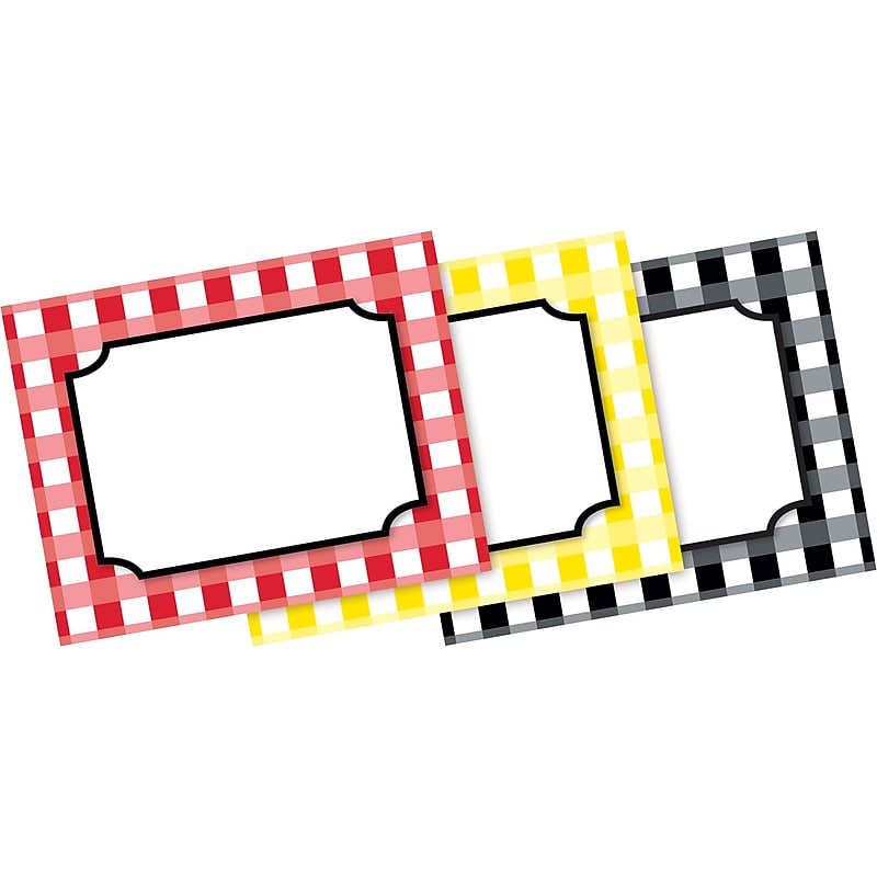 Barker Creek Self-adhesive Buffalo Plaid School Name Tags, 2.75" x 3.5", 45/Pack (BC1540) image 1