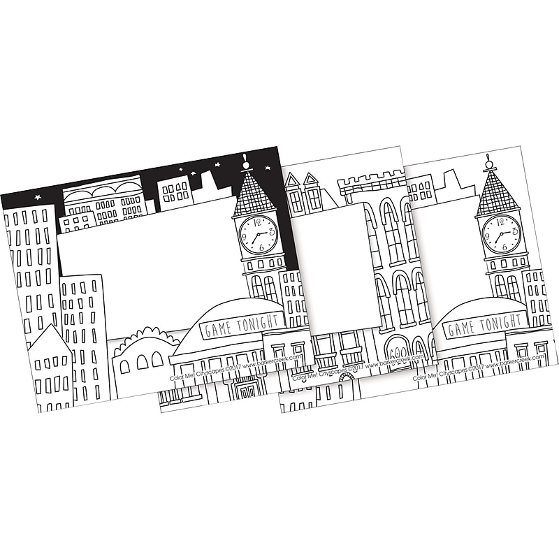 Barker Creek Self-adhesive Color Me! Cityscapes School Name Tags, 2.75" x 3.5", 45/Pack (BC1542) image 1
