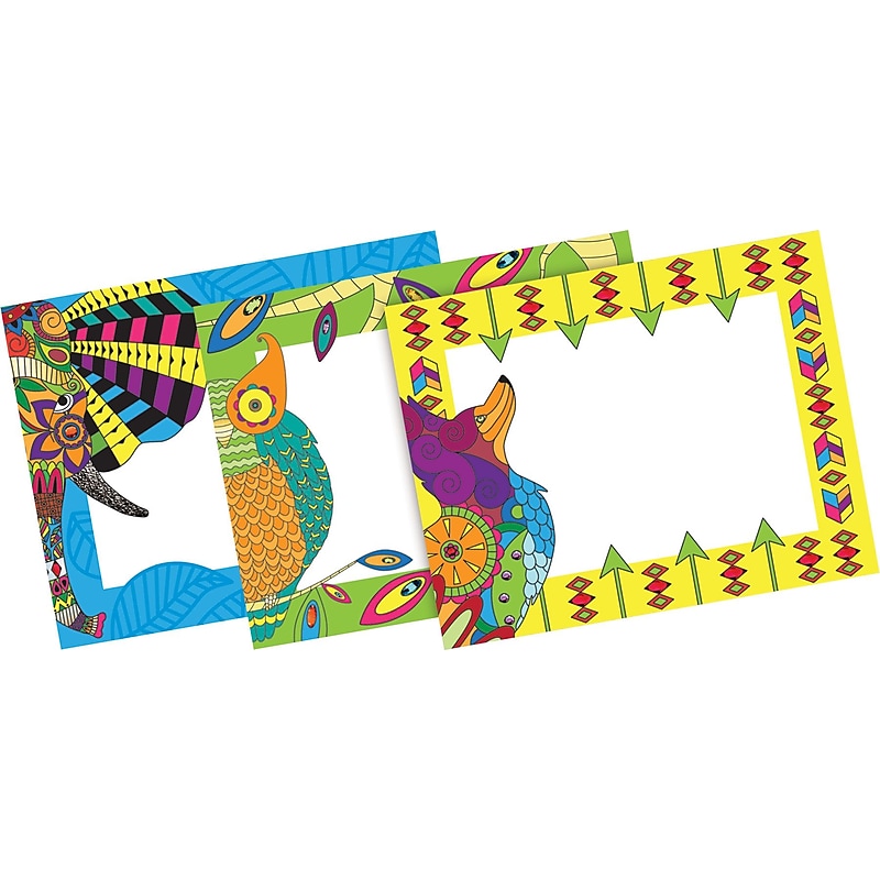 Barker Creek Self-adhesive Bohemian Animals School Name Tags, 2.75" x 3.5", 45/Pack (BC1548) image 1