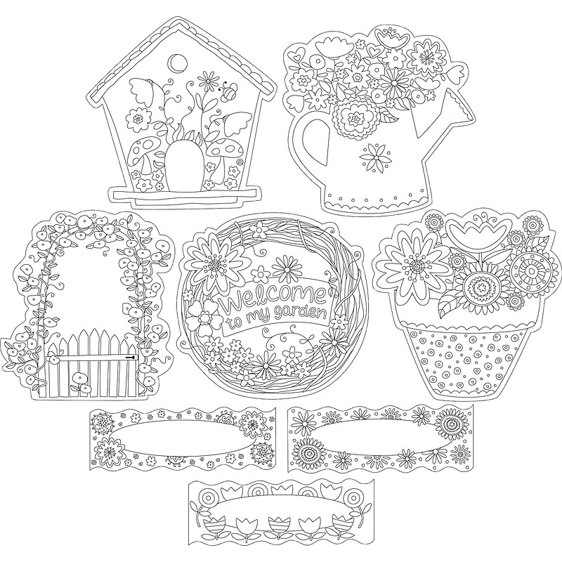 Barker Creek Color Me! In My Garden Double-Sided Accents, 36/Pack (BC2212) image 1