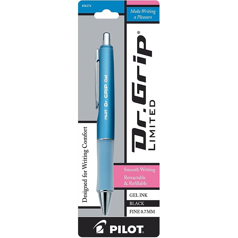 Pilot Dr. Grip Retractable Gel Pen, Fine Point, Black Ink (36274) image 1