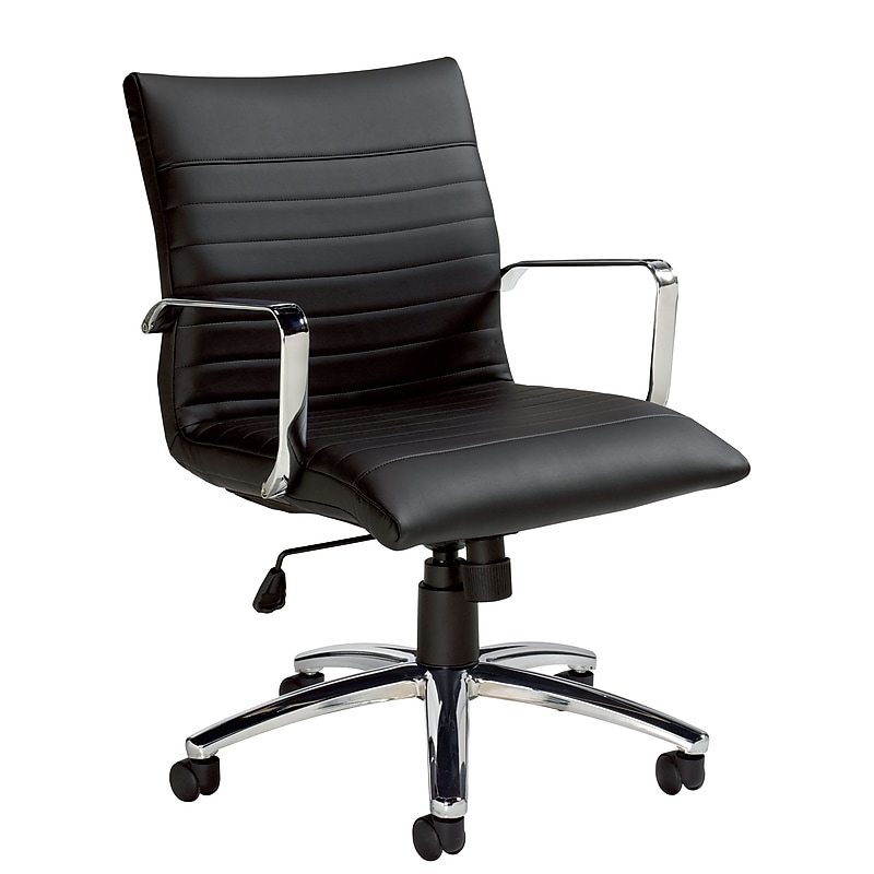 Offices To Go Mid Back Luxhide Executive Chair, Black (OTG11734B) image 1