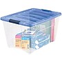 IRIS Stack & Pull 54 Qt. Latch Lid Storage Box, Clear and Blue, 6/CT (100242-CT)~#|#~s1080728_sc7