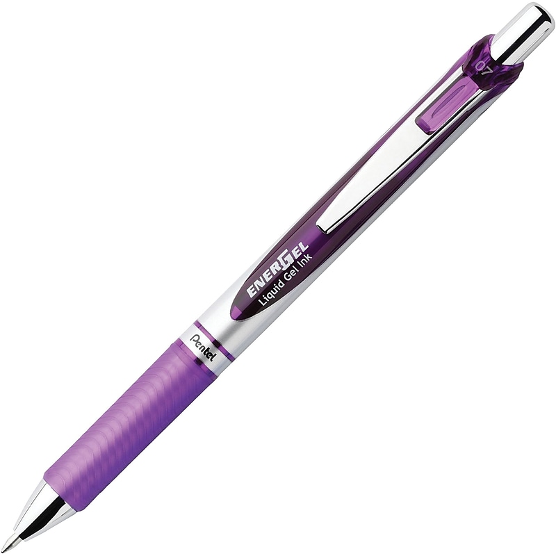 Pentel EnerGel Retractable Gel Pen, Medium Point, Purple Ink (BL77V) image 1