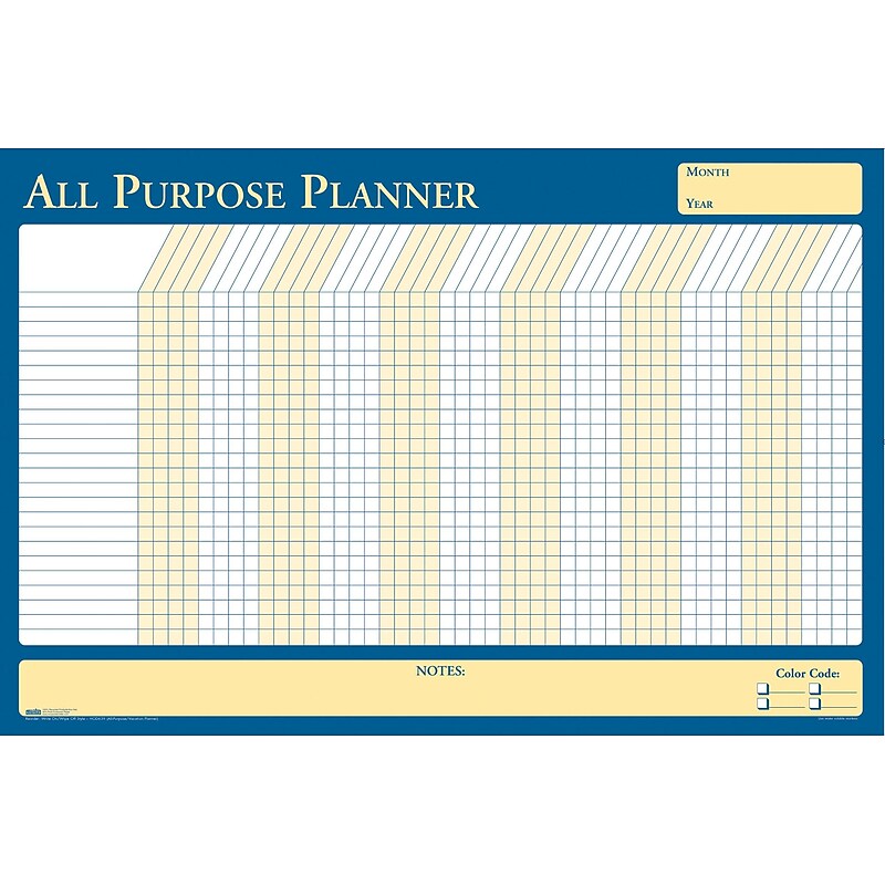 House of Doolittle 36" x 24" Reversible All Purpose/Vacation Planner, Yellow/Blue (639) image 1