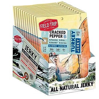 Field Trip Cracked Pepper Turkey Jerky, 1 Oz., 12/Carton (FLD00508)
