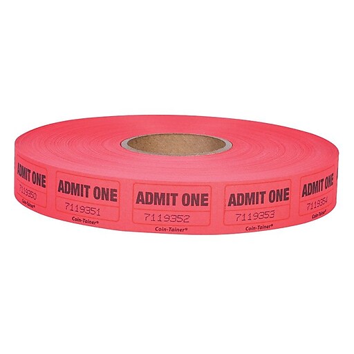 CoinTainer® Single Ticket Roll, Red, 2000/Roll Staples