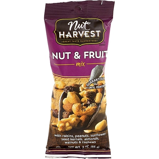 Nut Harvest Nut & Fruit Trail Mix, 3 oz., 8 Bags/Pack (29500001) Staples