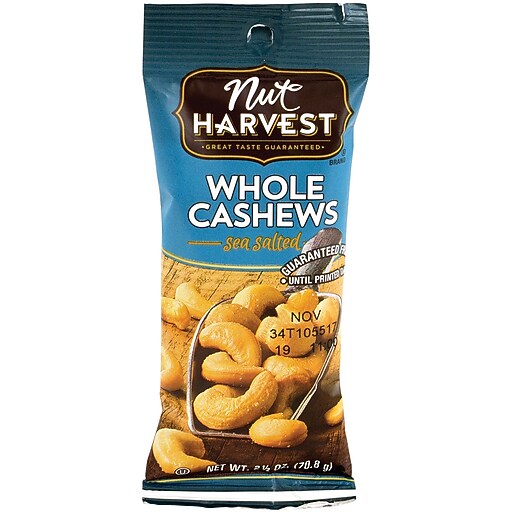 Nut Harvest Salted Sea Salt Cashews, 2.5 oz., 8 Bags/Pack, 8/Pack (295