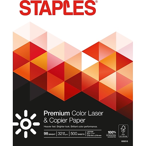 Staples 8.5 x 11 Laser Paper, 32 lbs., 98 Brightness, 500/Ream