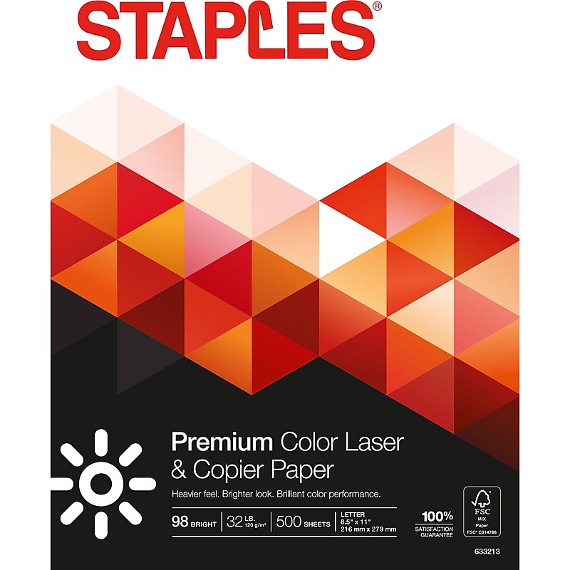 Staples 8.5" x 11" Laser Paper, 32 lbs., 98 Brightness, 500/Ream (85047 / 86047) image 1