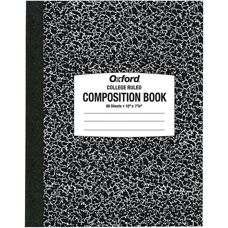 Oxford Composition Book, 7 7/8" x 10", College Ruled, 80 Sheets, Black and White Marble (26-252) image 1