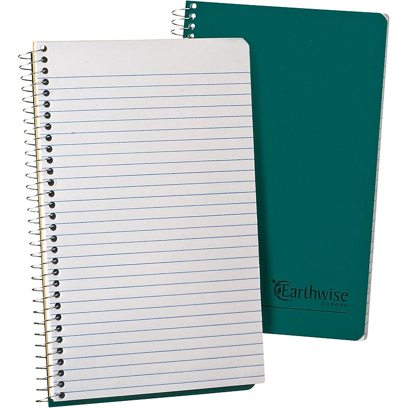 Oxford Earthwise 1-Subject Notebooks, 5" x 8", Narrow Ruled, 80 Sheets, Green (25-400R) image 1