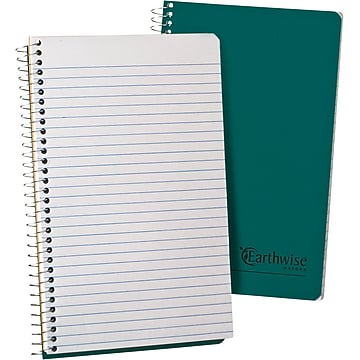 Oxford Earthwise Recycled 1-Subject Notebook, 5" x 8", Narrow Ruled, 80 Sheets, Green (25-400)