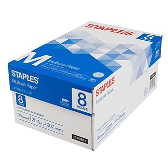 Staples Multiuse Copy Paper, 20 lbs., 94 Brightness
