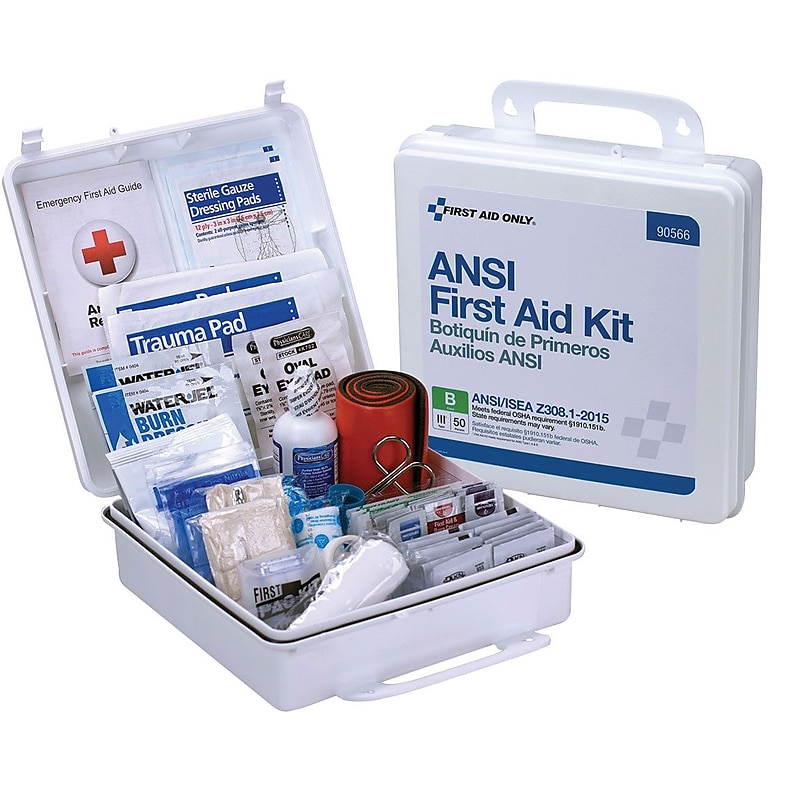 First Aid Only Plastic First Aid Kit, ANSI 2015 Class B, 50 People, 199 Pieces (90566) image 1