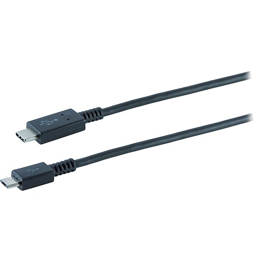 Staples 3.3' USBC 2.0 to Micro USB Charge/Sync Cable, Black at Staples