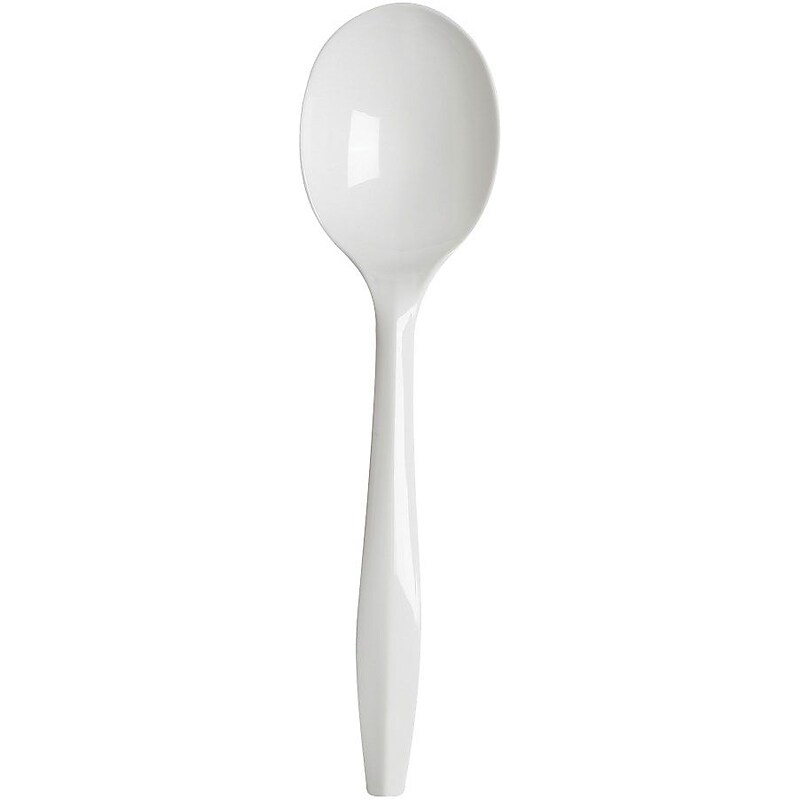 Dixie Plastic Soup Spoon, 5-9/16” Medium-Weight, White, 1000/Pack (PSM21) image 1