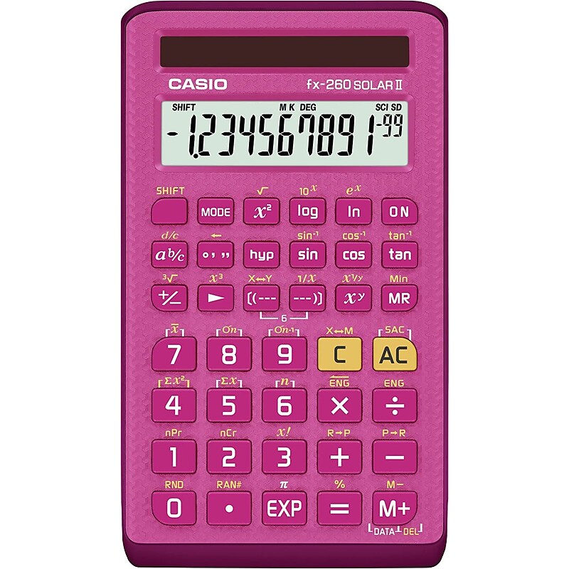 Casio FX260SLRS Pink Solar Scientific Calculator, 144 built-in functions image 1