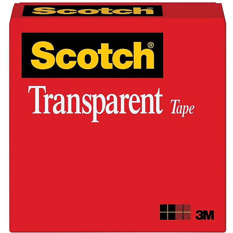 Scotch Transparent Clear Tape Refill, 1" x 72 yds., 3" Core, Clear, 36 Rolls/Pack, 36/Carton(600-12592CT) image 1