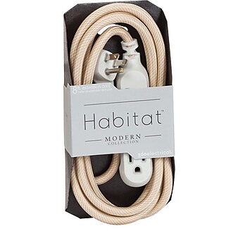 360 Electrical Habitat - Modern Collection 8' Extension Cord, 3-Outlet, 16 AWG, Gold (360417GO8ESC1)