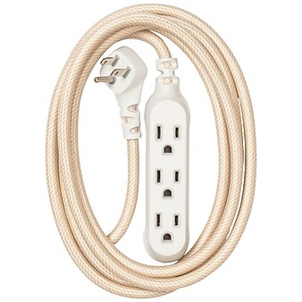 360 Electrical Habitat - Modern Collection 8' Extension Cord, 3-Outlet, 16 AWG, Gold (360417GO8ESC1)