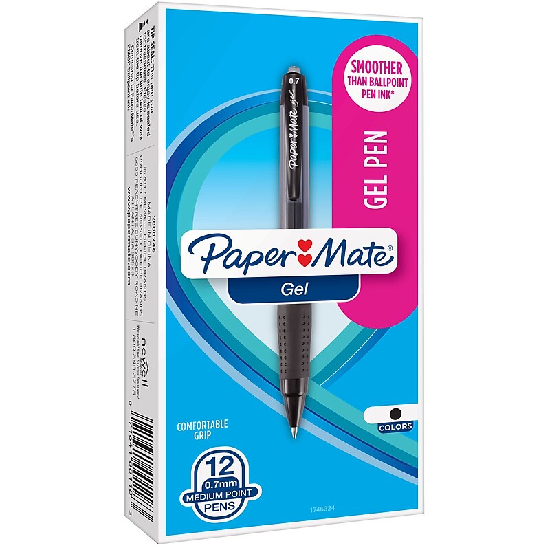 Paper Mate Retractable Gel Pens, Medium Point, Red Ink, Dozen (1746326) image 1