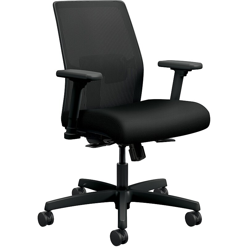HON Ignition ilira-Stretch Mesh Back Task Chair, Synchro-Tilt Control With Seat Slider, 26"W x 26.5"D, 26"W x 40.5"H, Black image 1