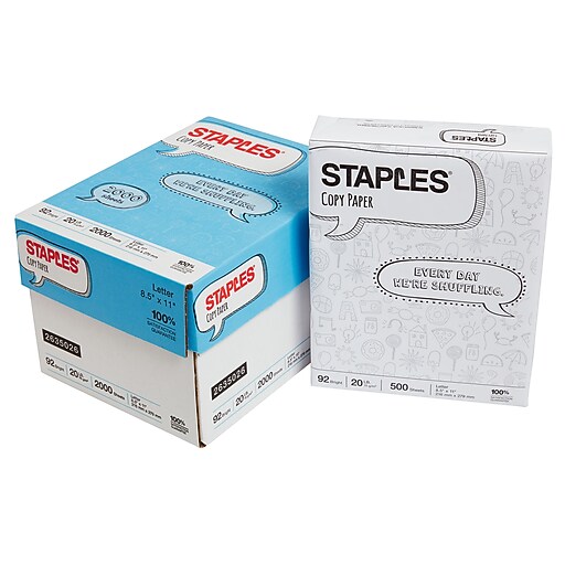 Staples 8.5" x 11" Copy Paper, 4ream case Staples