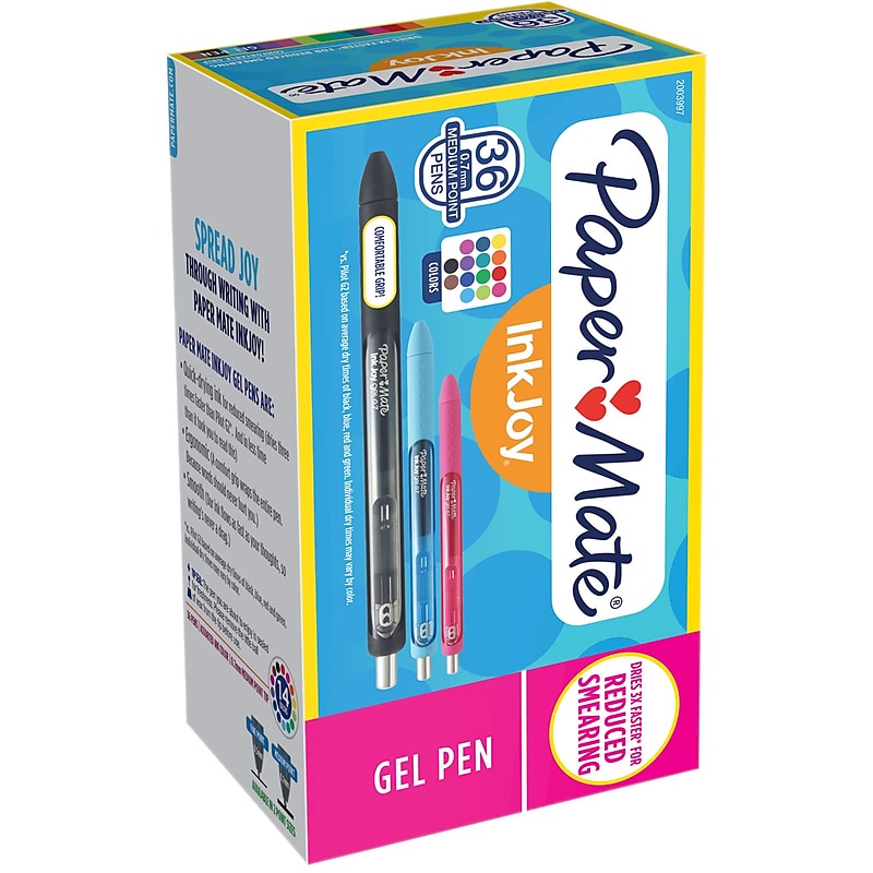 Paper Mate InkJoy Retractable Fashion Gel Pens, Medium Point, Assorted Ink, 36/Pack (2003997/2132016) image 1