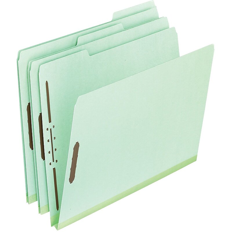 Pendaflex Heavy Duty Pressboard Expansion Fastener Folders, 2"Expansion, 1/3 Cut Tabs, Letter Size, Leaf Green, 25/Box (17181) image 1