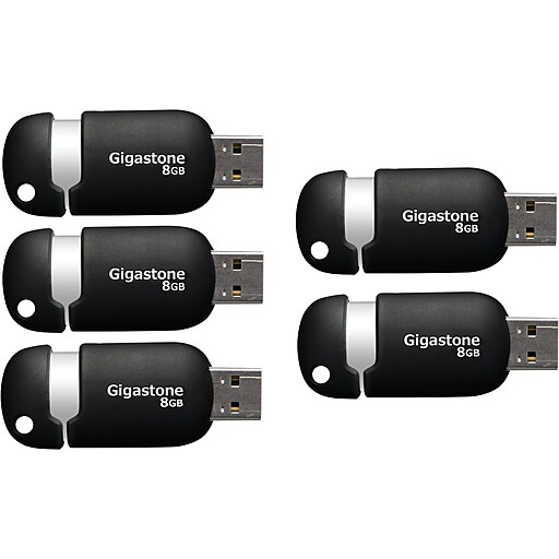 Gigastone 8GB USB 2.0, Black and Silver at Staples