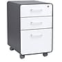Poppin Stow 3-Drawer File Cabinet, Rolling Cabinet with Casters, Letter/Legal, Charcoal/White, 20"D (103698)~#|#~s1095368_sc7