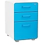 Poppin Stow 3-Drawer Mobile Vertical File Cabinet, Letter/Legal Size, Lockable, 24"H x 15.75"W x 20"D, White and Blue (100429)~#|#~s1095373_sc7