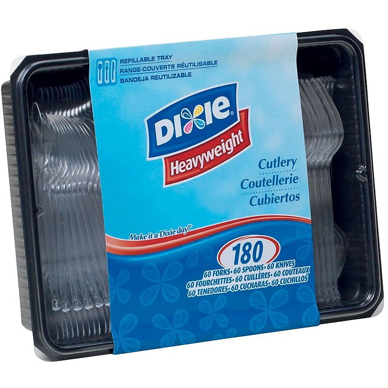 Dixie Plastic Assorted Cutlery Keeper, Heavy-Weight, Clear, 180/Pack (CH0180DX7) image 1