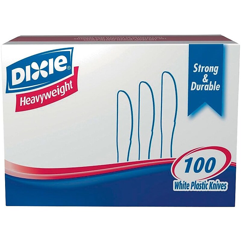 Dixie Plastic Knife 7-1/2”, Heavy-Weight, White, 100/Box (KH207) ) image 1