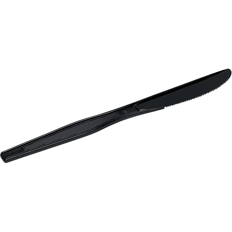 Dixie Plastic Knife 7", Medium Weight, Black, 100/Box image 1