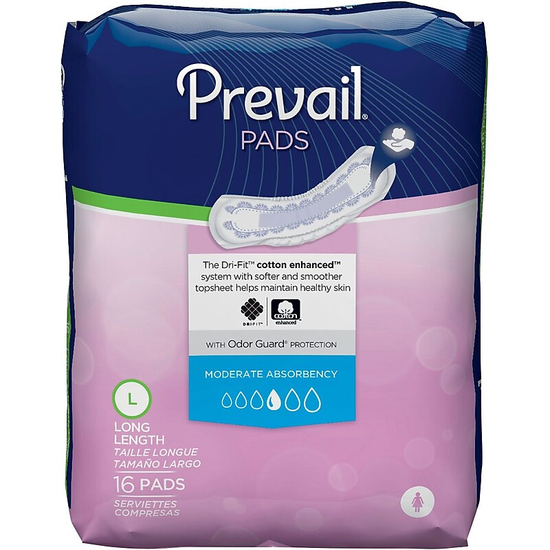 Prevail® Bladder Control Pads, Moderate Absorbency, Long Length, 144/CT image 1