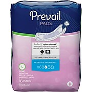 Prevail® Bladder Control Pads, Moderate Absorbency, Long Length, 144/CT