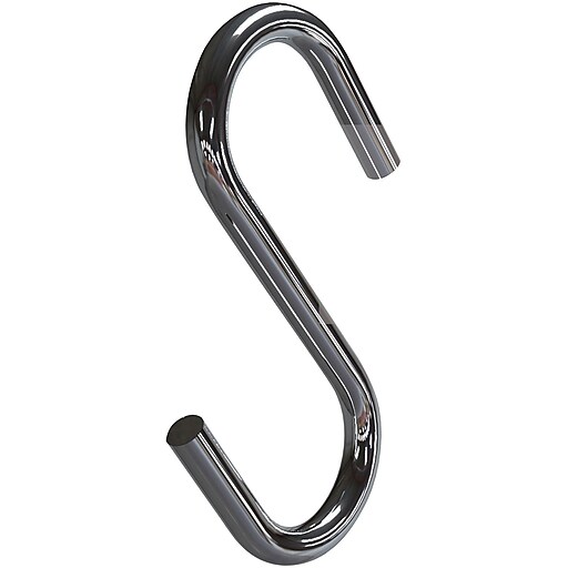 Deflecto S Hooks, Metal, Silver, 50/Pack