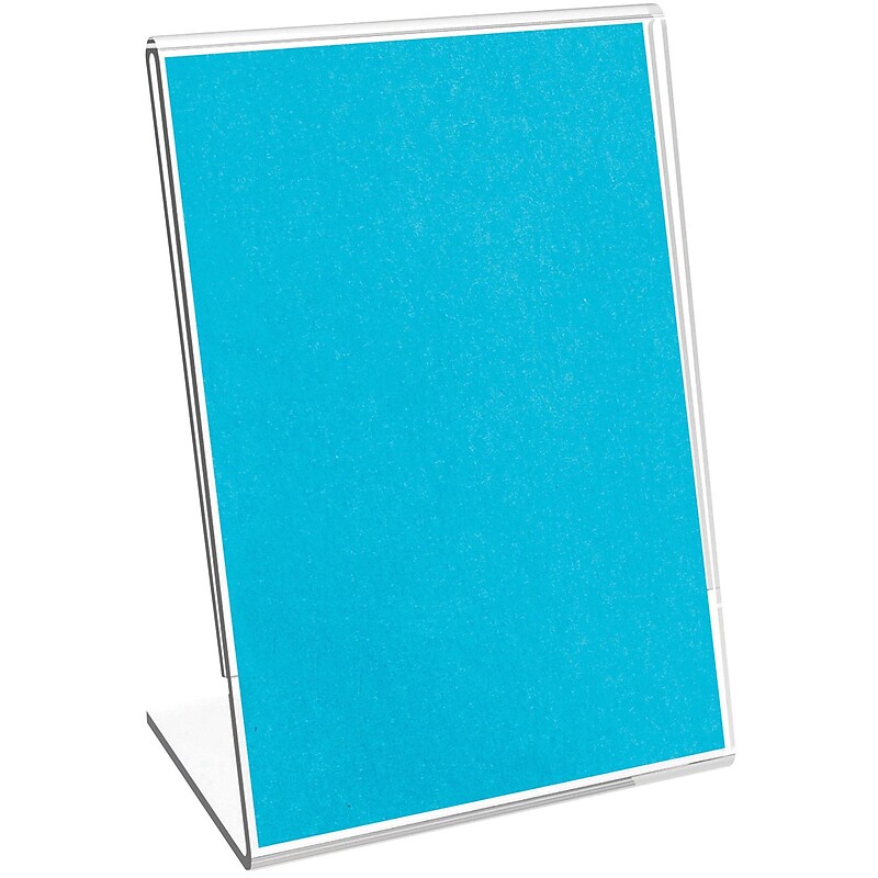 Deflecto Card Holder, 1 1/2" x 2", Vertical, Table Top, Clear Plastic, 10/Pack (20004) image 1