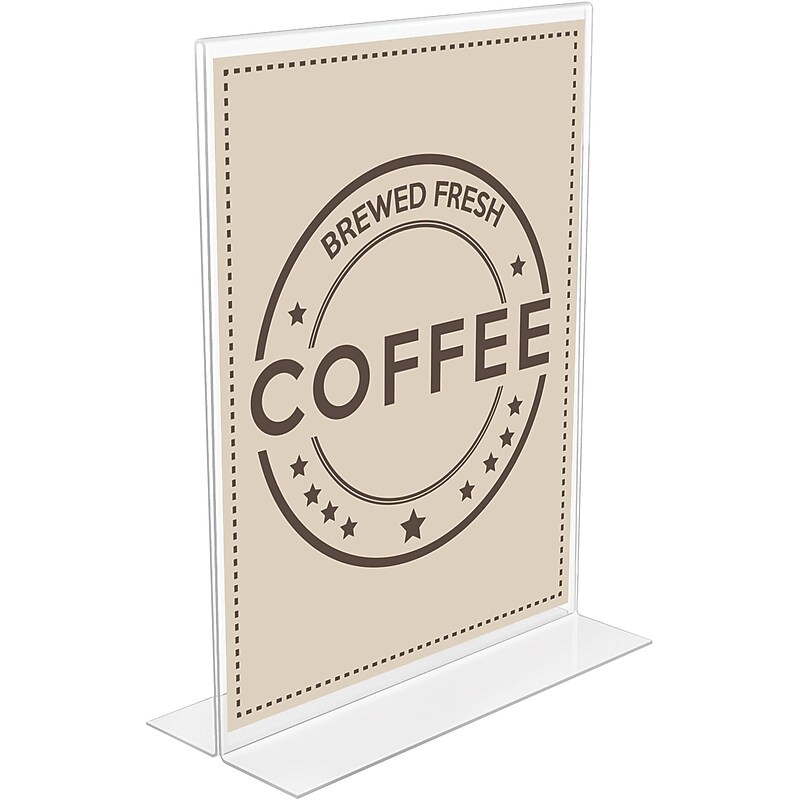 Deflect-O Anti-Glare Sign Holder, 8.5" x 11", Vertical, Table Top, Clear Acrylic (879201RT) image 1