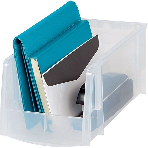 Staples® Medium Modular Stacking Bin, Clear (51057) Staples